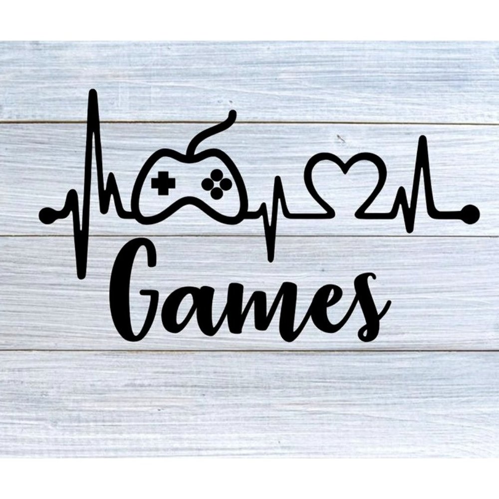 I love games heart beat vinyl decal 5 in design